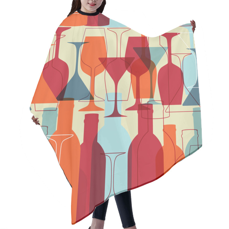 Personality  Background With Wine Bottles And Glasses Hair Cutting Cape