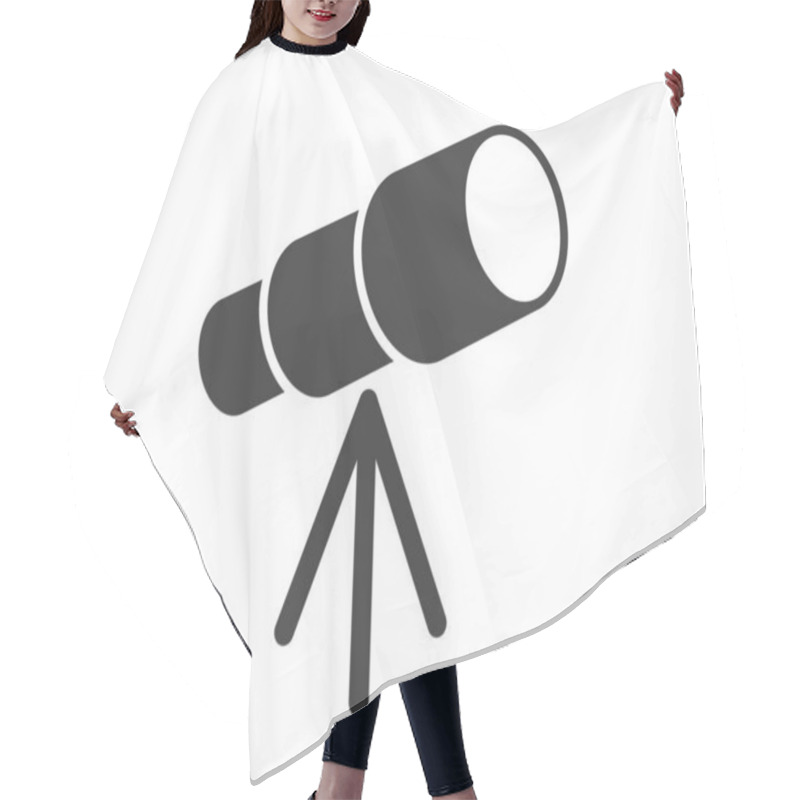 Personality  Telescope On Tripod Vector Icon Symbol Shape. Space Observation Spyglass. Astronomy Symbol, Logo Sign. Vector Illustration Image. Isolated On White Background. Hair Cutting Cape