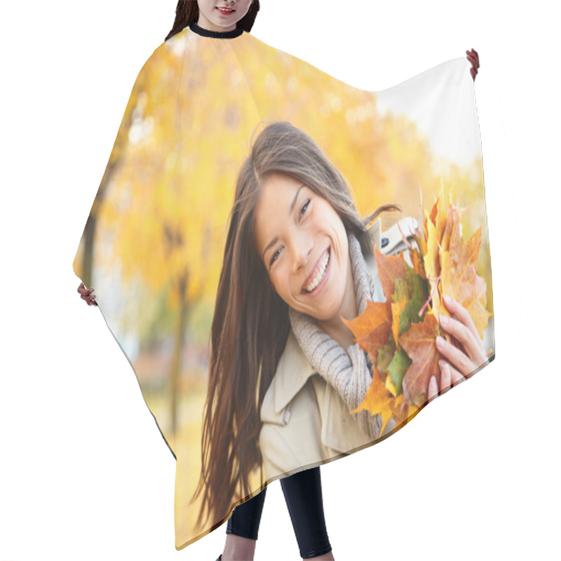 Personality  Fall Woman Playing With Leaves Hair Cutting Cape