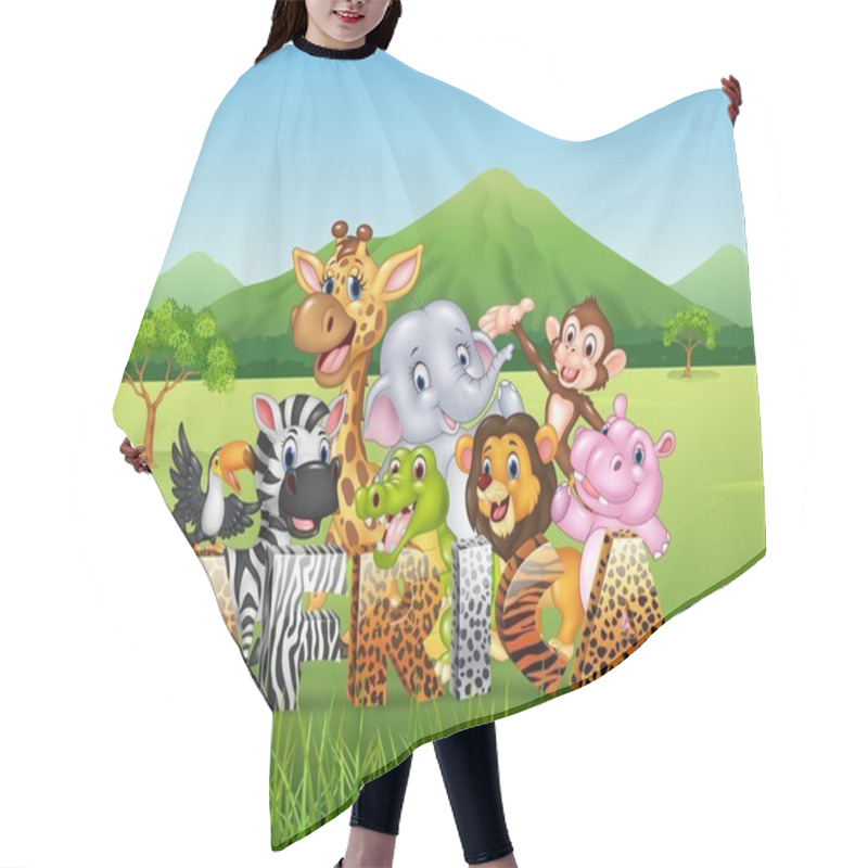 Personality  Word Africa With Cartoon Wild Animal Hair Cutting Cape