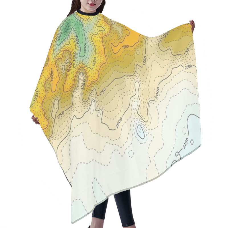 Personality  Blue-yellow Topographical Map With Dashed Contour Lines Hair Cutting Cape