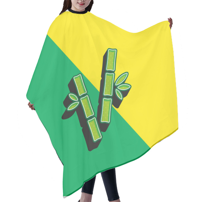 Personality  Bamboo Canes Green And Yellow Modern 3d Vector Icon Logo Hair Cutting Cape