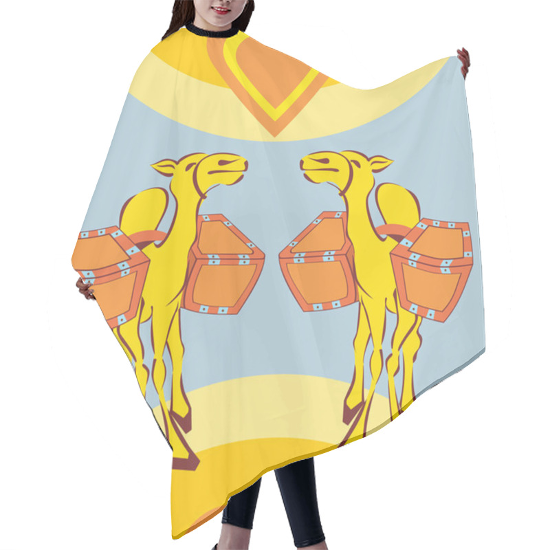 Personality  Happy Lovers Camel With Baskets  Hair Cutting Cape