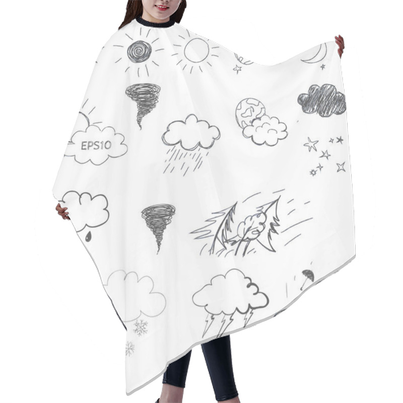 Personality  Weather Icons Set. Hair Cutting Cape