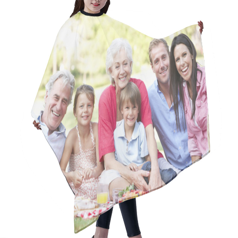 Personality  Family Enjoying Picnic Hair Cutting Cape