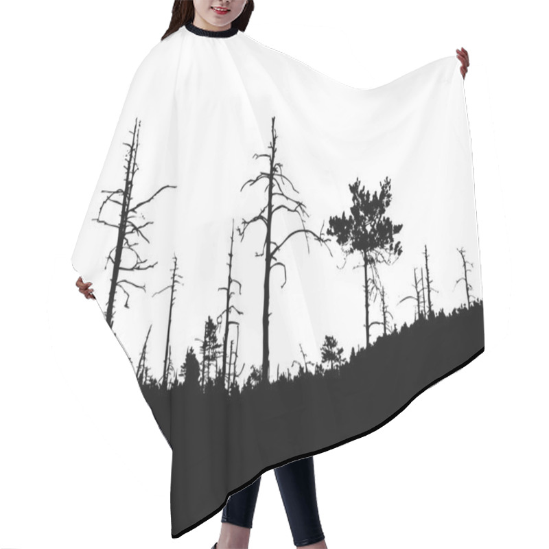 Personality  Vector Silhouette Old Dry Wood Hair Cutting Cape