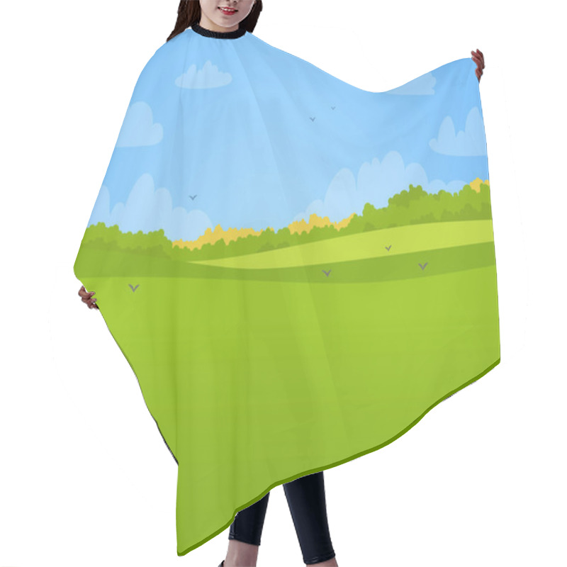 Personality   Illustration Of A Green Bright Meadow.  Hair Cutting Cape