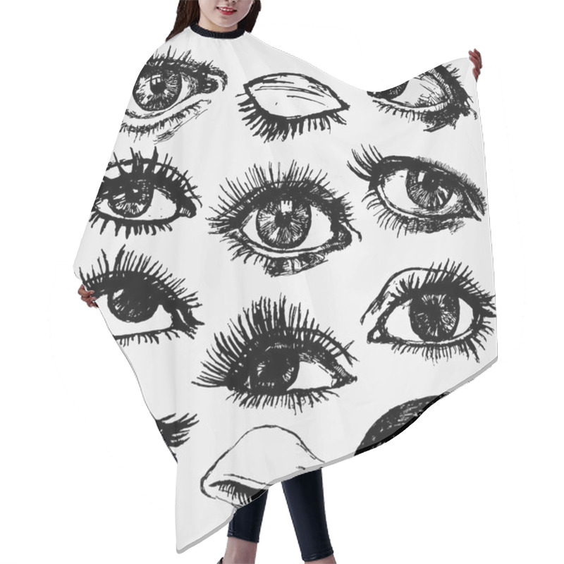 Personality  Hand Drawn Eyes Hair Cutting Cape