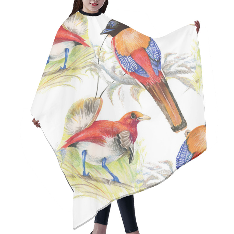 Personality  Birds And Flowers Seamless Pattern Hair Cutting Cape