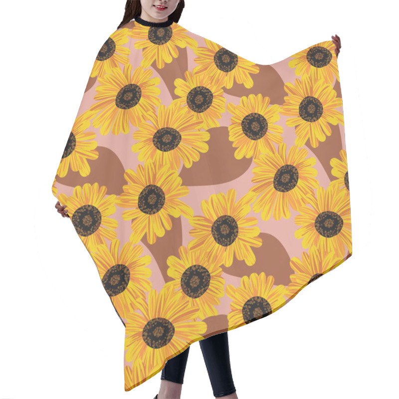 Personality  Blooming Sunflowers Seamless Vector Pattern Hair Cutting Cape