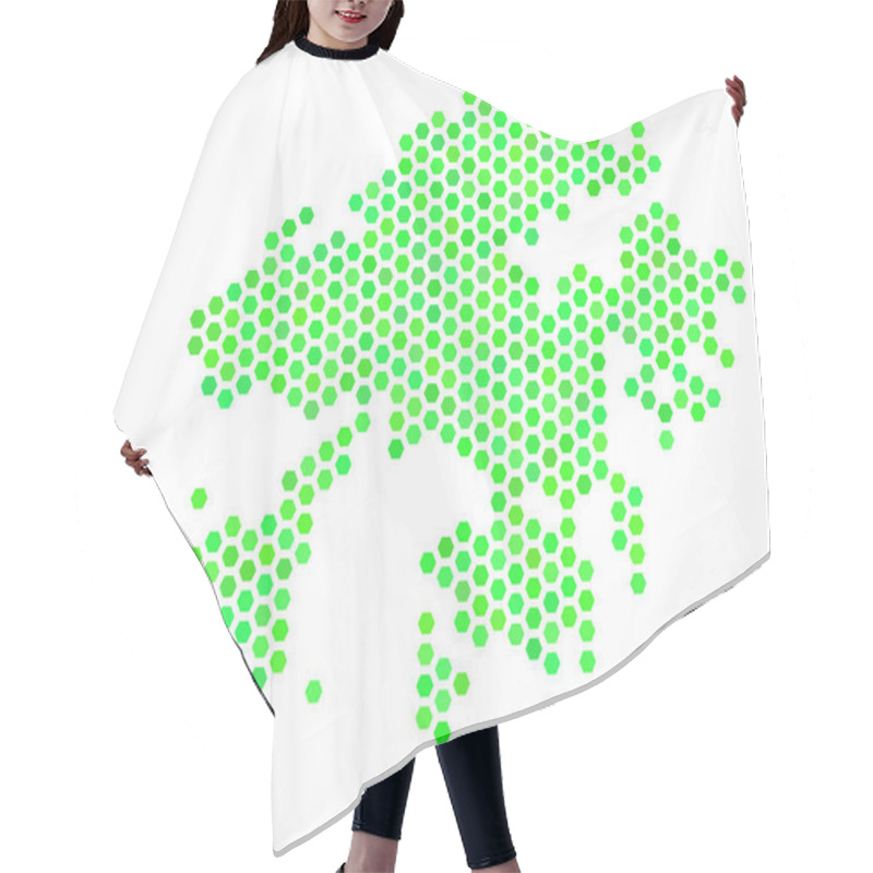 Personality  Green Hex-Tile Hong Kong Map Hair Cutting Cape