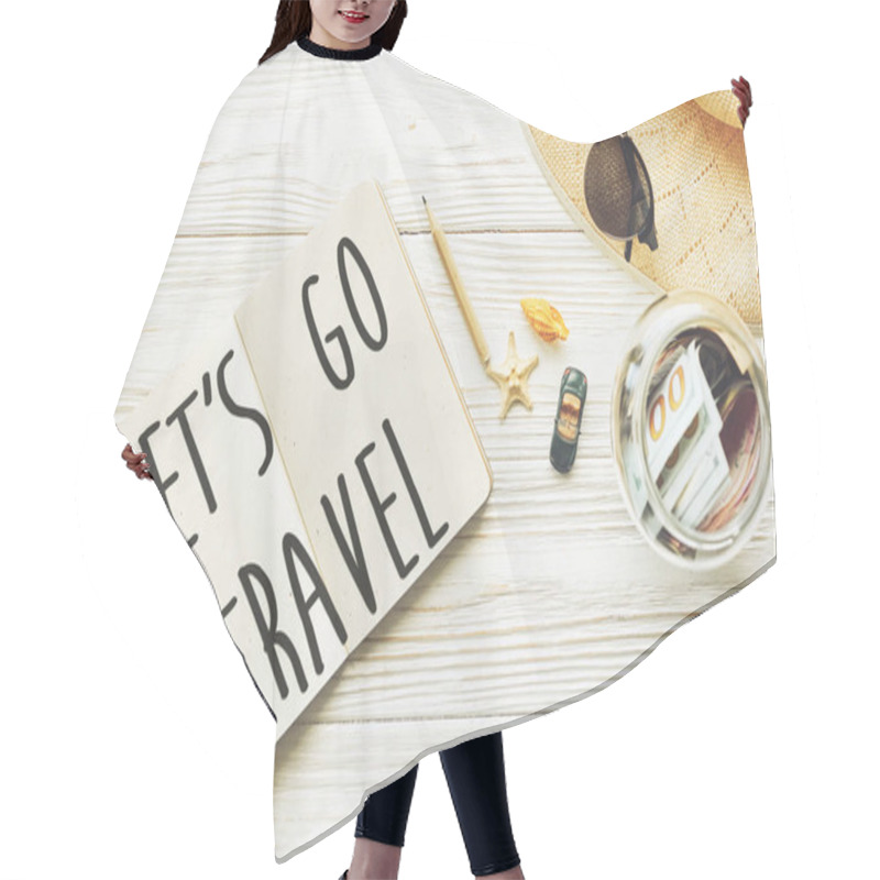 Personality  Let's Go Travel Text Sign Hair Cutting Cape