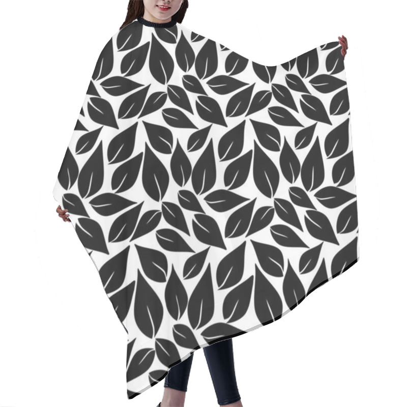 Personality  Modern Black And White Leaves Seamless Pattern Vector Hair Cutting Cape