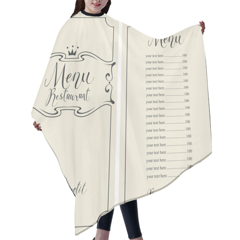 Personality  Menu For Restaurant With Curlicues And Price List Hair Cutting Cape