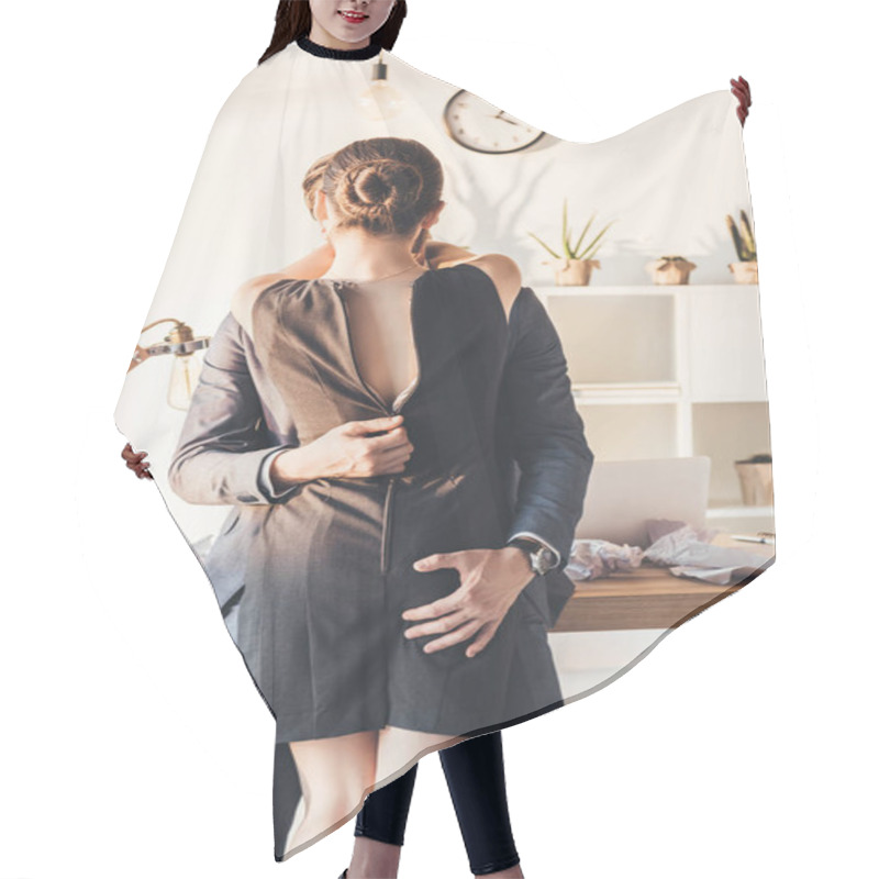 Personality  Couple Making Out In Office Hair Cutting Cape