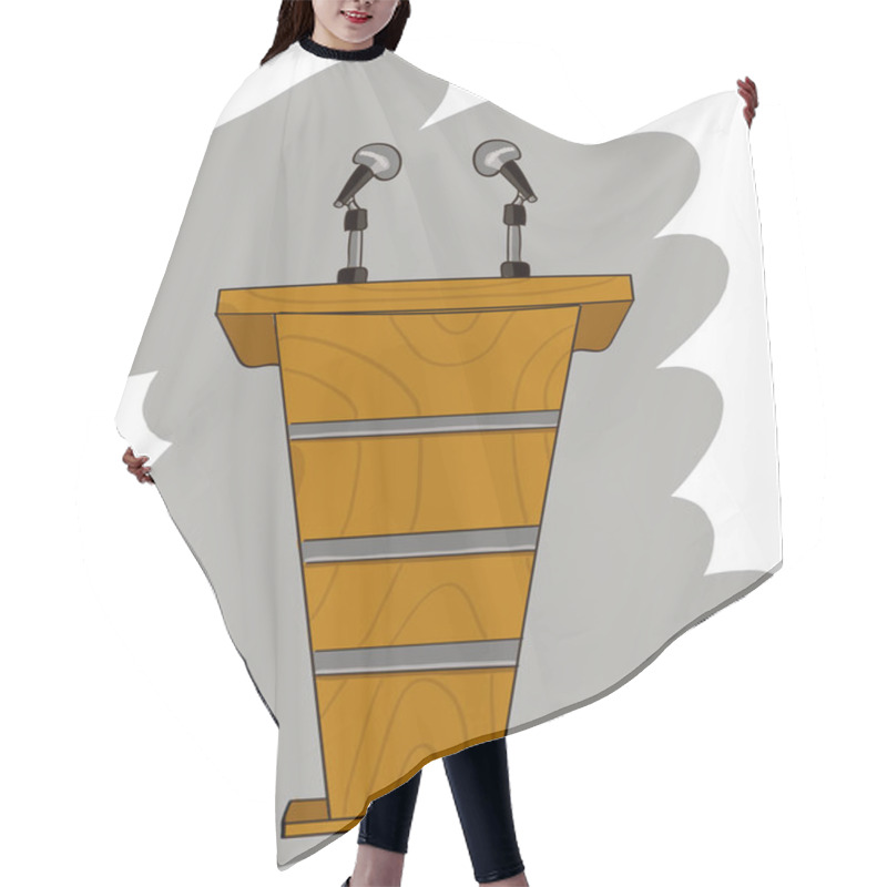 Personality  Tribune With Microphones Vector Illustration Hair Cutting Cape