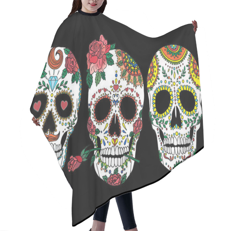 Personality  Painted Skull Pattern In Mexican Style Hair Cutting Cape