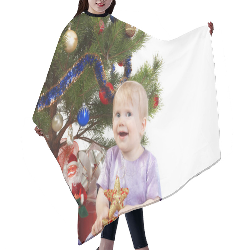 Personality  Baby Girl Under The Christmas Tree Hair Cutting Cape