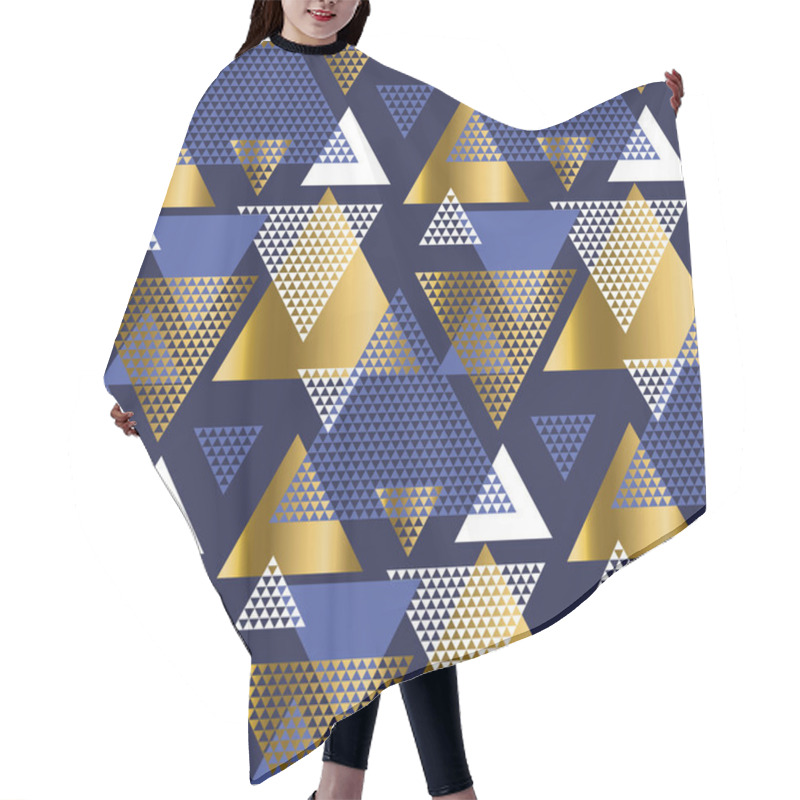 Personality  Gold And Blue Elegant Geometric Repeatable Motif  Hair Cutting Cape