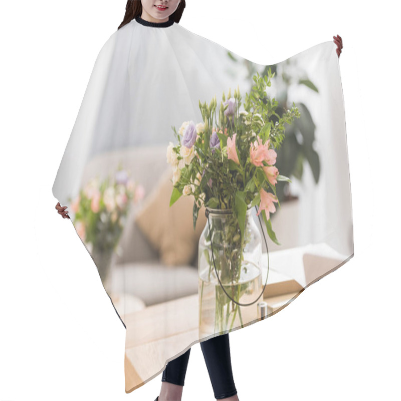 Personality  Flowers In Vase At Workplace In Modern Office Hair Cutting Cape