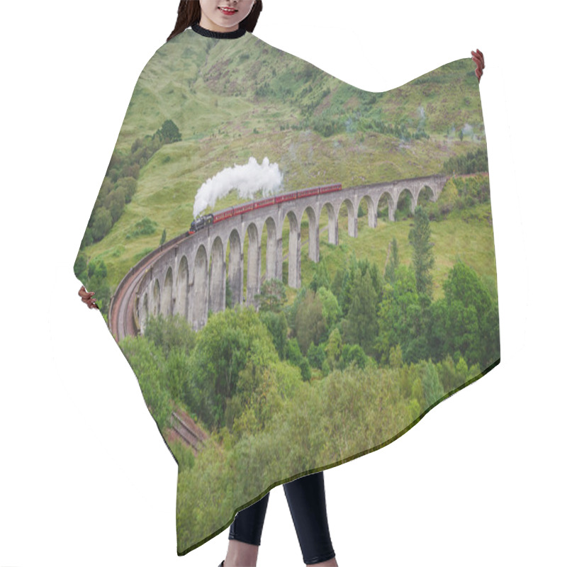 Personality  Steam Train On A Famous Glenfinnan Viaduct, Scotland Hair Cutting Cape