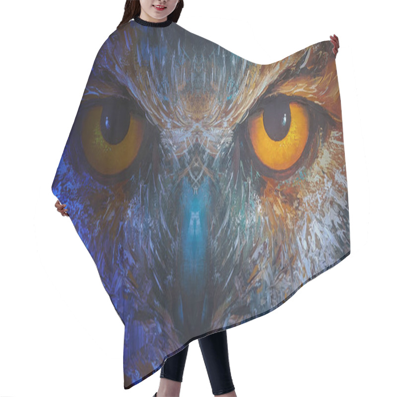 Personality  Owl With Piercing Yellow Eyes Hair Cutting Cape