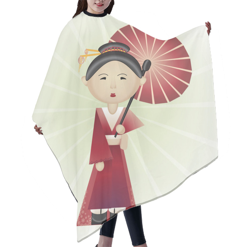 Personality  Vector Illustration Of A Geisha. Hair Cutting Cape