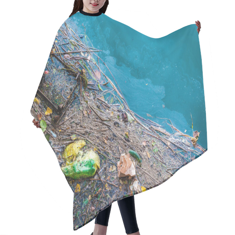 Personality  Water Pollution Old Garbage And Oil Patches On River Surface Hair Cutting Cape