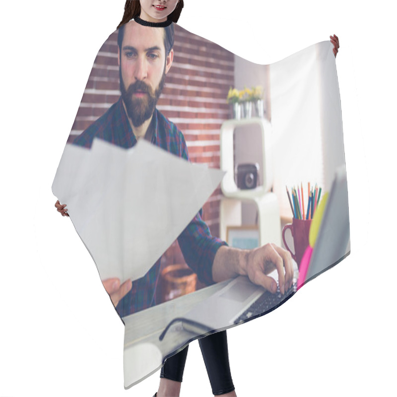 Personality  Creative Businessman Reading Documents Hair Cutting Cape