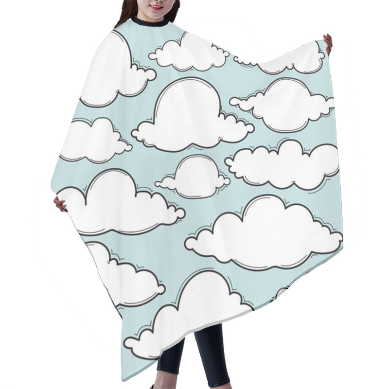 Personality  Hand Drawn Clouds Set.  Hair Cutting Cape