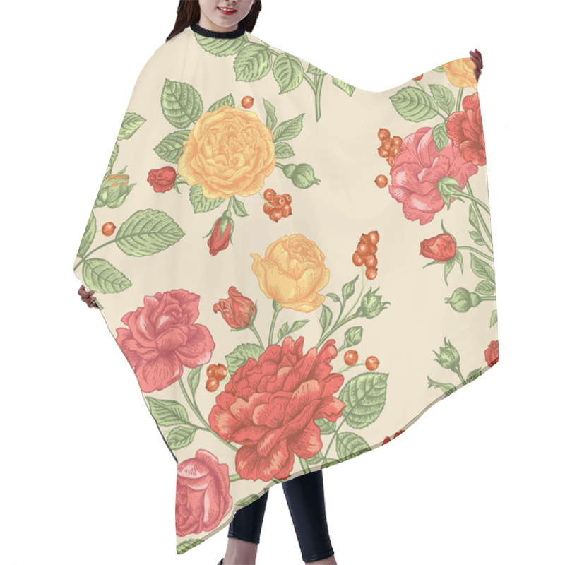 Personality  Pattern With  Roses And Berries Hair Cutting Cape