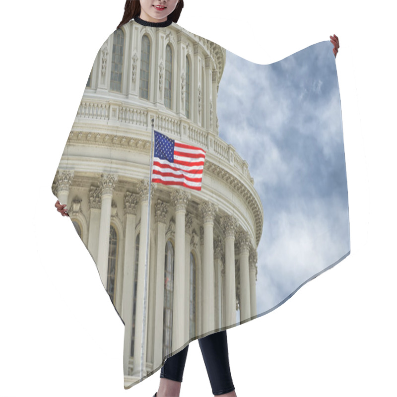 Personality  Washington DC Capitol Detail With American Flag Hair Cutting Cape