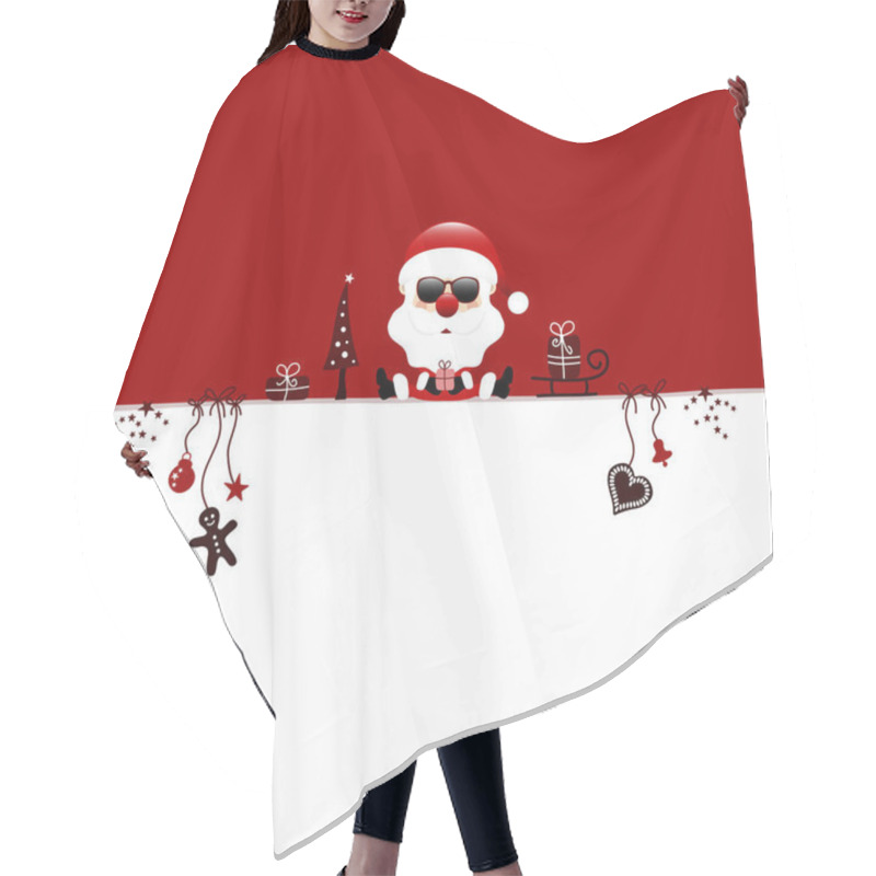 Personality  Background Sitting Santa Claus Sunglasses Icons Dark Red White Hair Cutting Cape