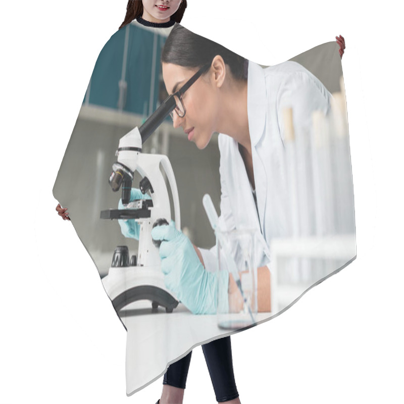 Personality  Scientist Working With Microscope   Hair Cutting Cape