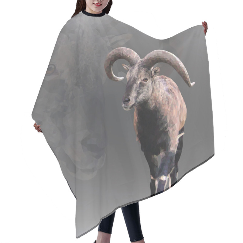 Personality  Goat In The Geometric Style Hair Cutting Cape