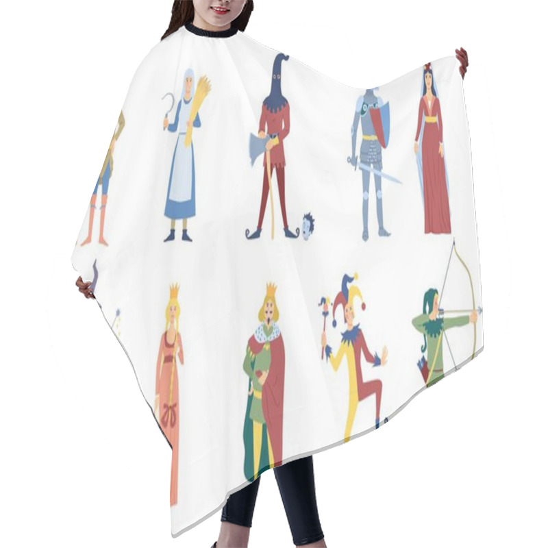 Personality  Set Of Vector Medieval Characters Hair Cutting Cape