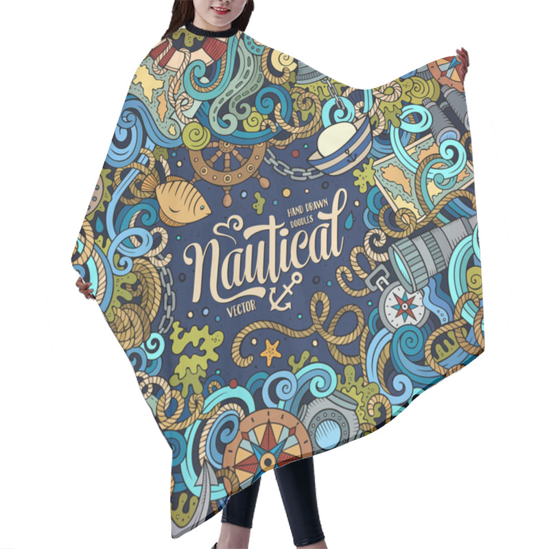 Personality  Cartoon Vector Nautical Doodle Frame Hair Cutting Cape