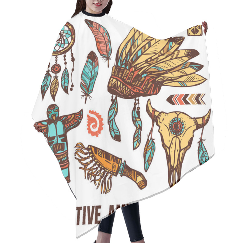 Personality  Native Americans Decorative Icon Set Hair Cutting Cape