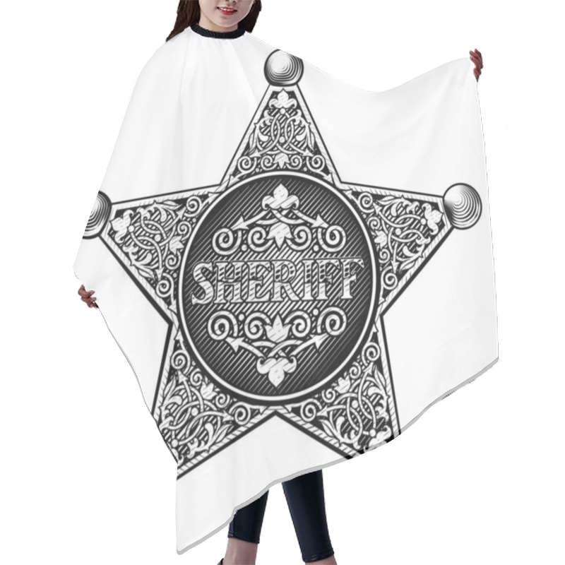 Personality  Sheriff Badge Drawing Hair Cutting Cape