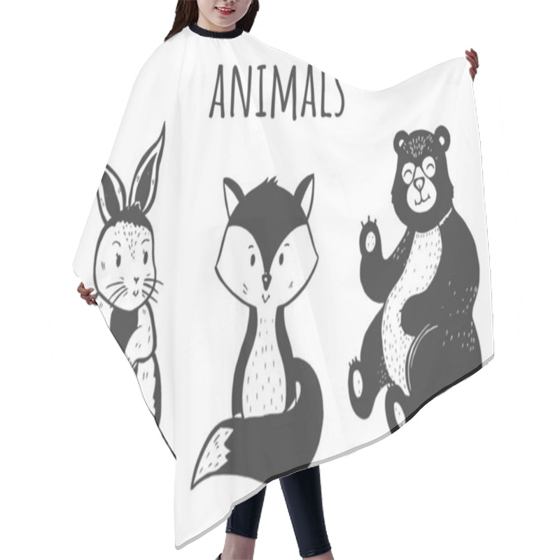 Personality  Kawai Forest Animal Characters Set Hair Cutting Cape