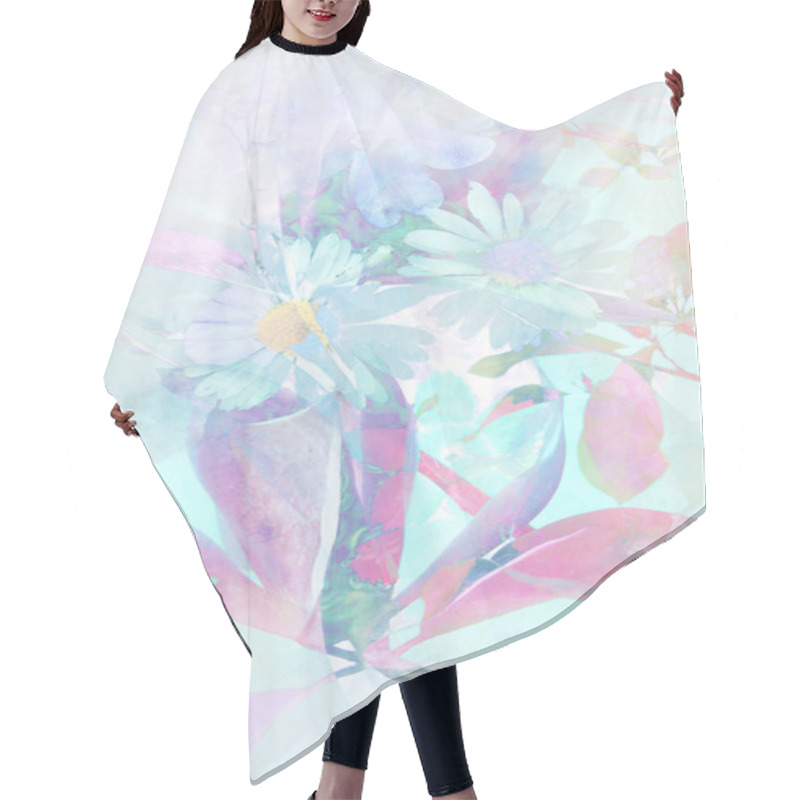 Personality  Beautiful Artistic Background With Daisies And Florals Hair Cutting Cape