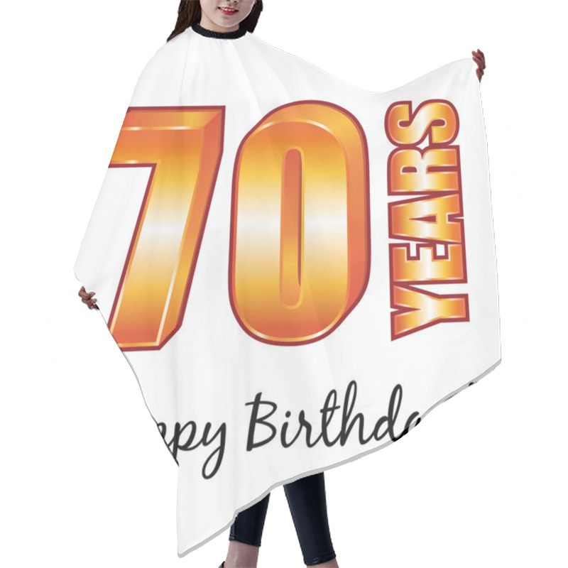 Personality  Happy Birthday. 70 Years Old Vector Greeting Card. Hair Cutting Cape