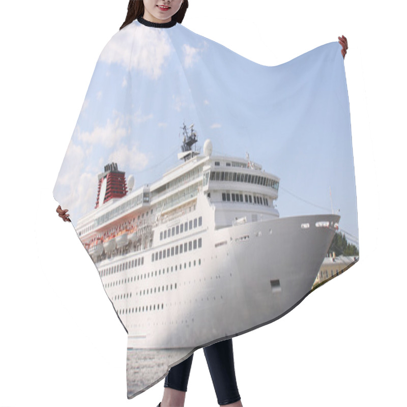 Personality  Luxury White Cruise Ship Shot At Angle At Water Level Hair Cutting Cape