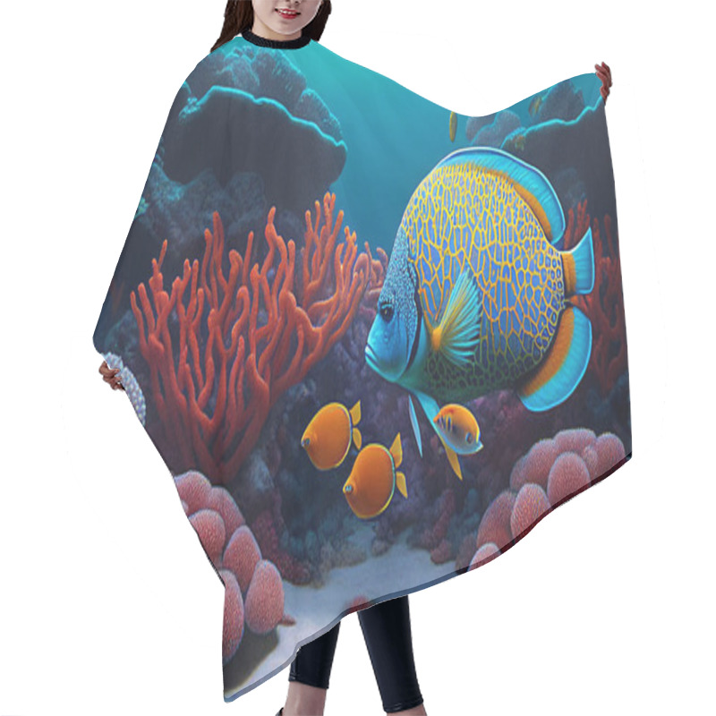 Personality  Sea Background With Tropical Fish And Coral Reefs Hair Cutting Cape