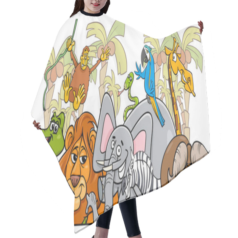 Personality  Cartoon African Safari Wild Animals Group Hair Cutting Cape