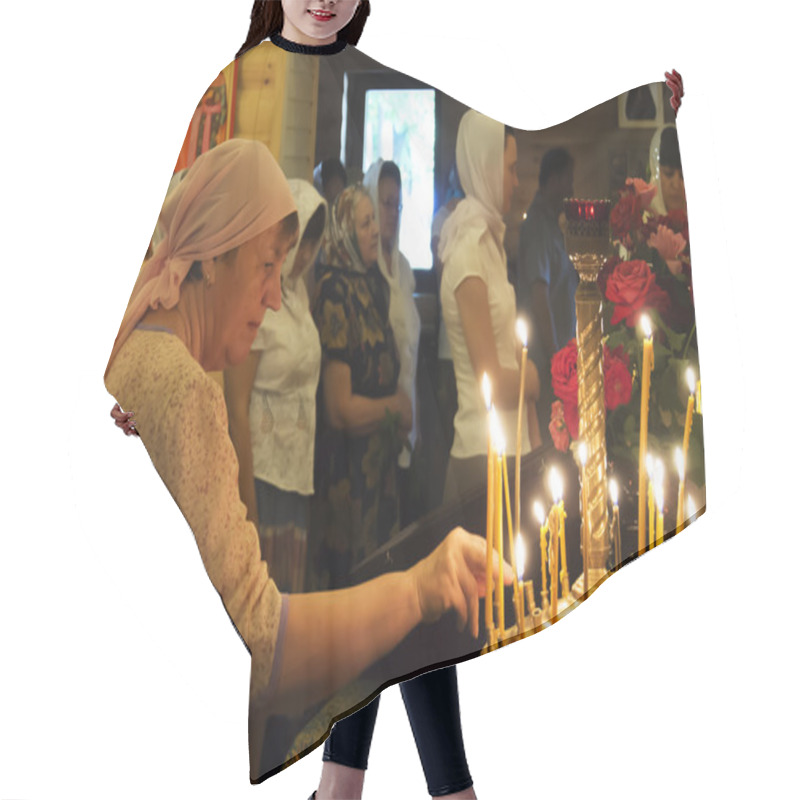 Personality  A Woman Lights A Memorial Candle Hair Cutting Cape