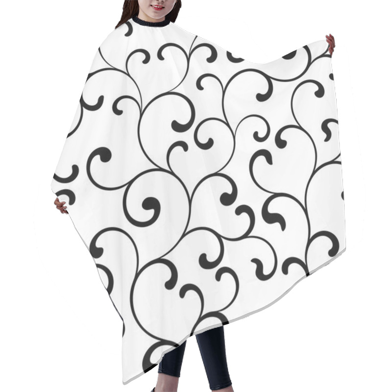 Personality  Seamless Pattern With Black Swirls On A White Background Hair Cutting Cape