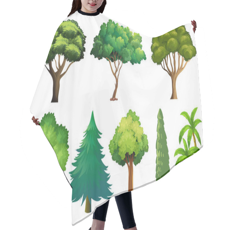 Personality  Set Of Variety Plants And Trees Illustration Hair Cutting Cape