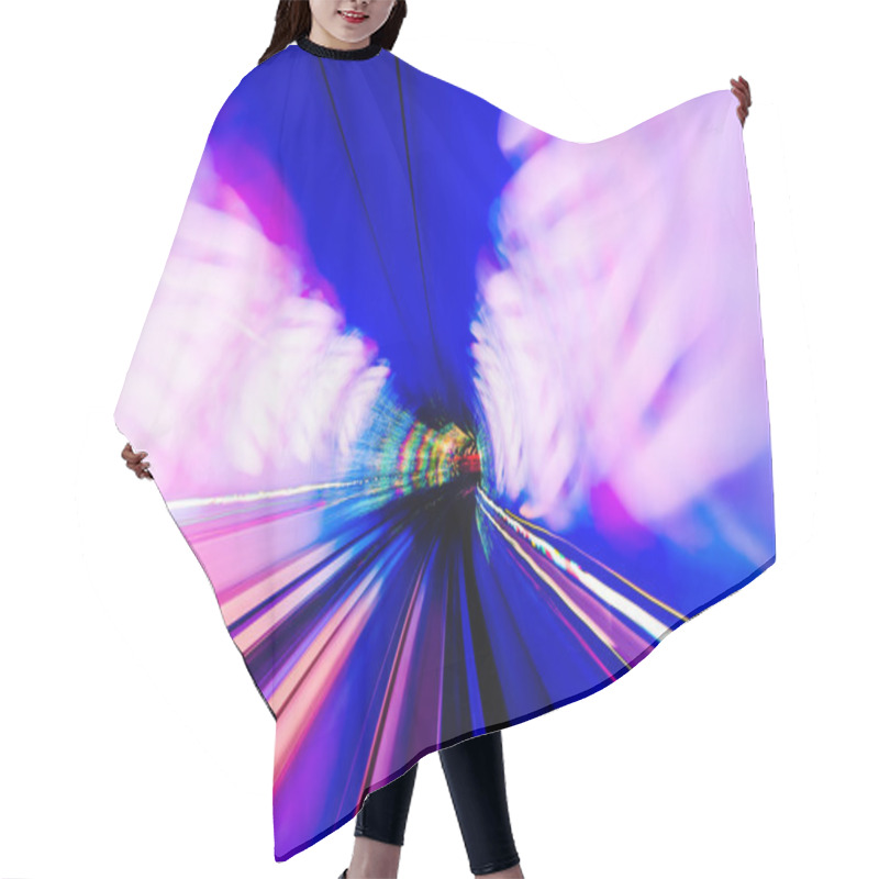 Personality  Train Moving In Tunnel -Abstract View Hair Cutting Cape