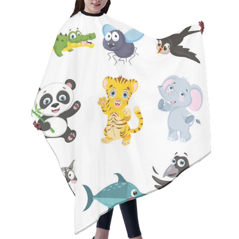 Personality  Vector Illustration Of Cartoon Animals Collection Hair Cutting Cape